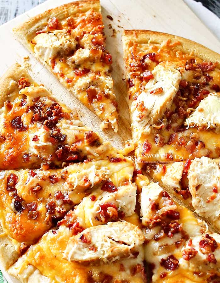 chicken bacon pizza - Grilled Chicken & Bacon Pizza with Garlic Cream Sauce