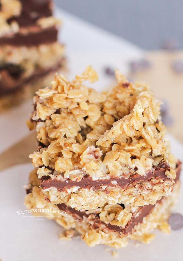 No Bake Chocolate Caramel Oat Bars - Taste of the Frontier