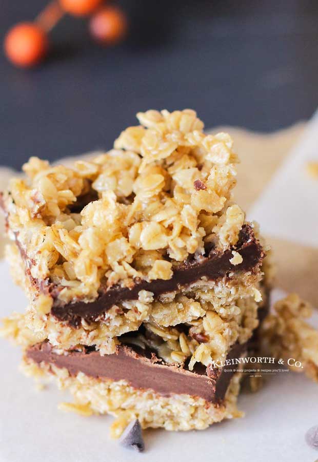 No Bake Chocolate Caramel Oat Bars - Taste of the Frontier